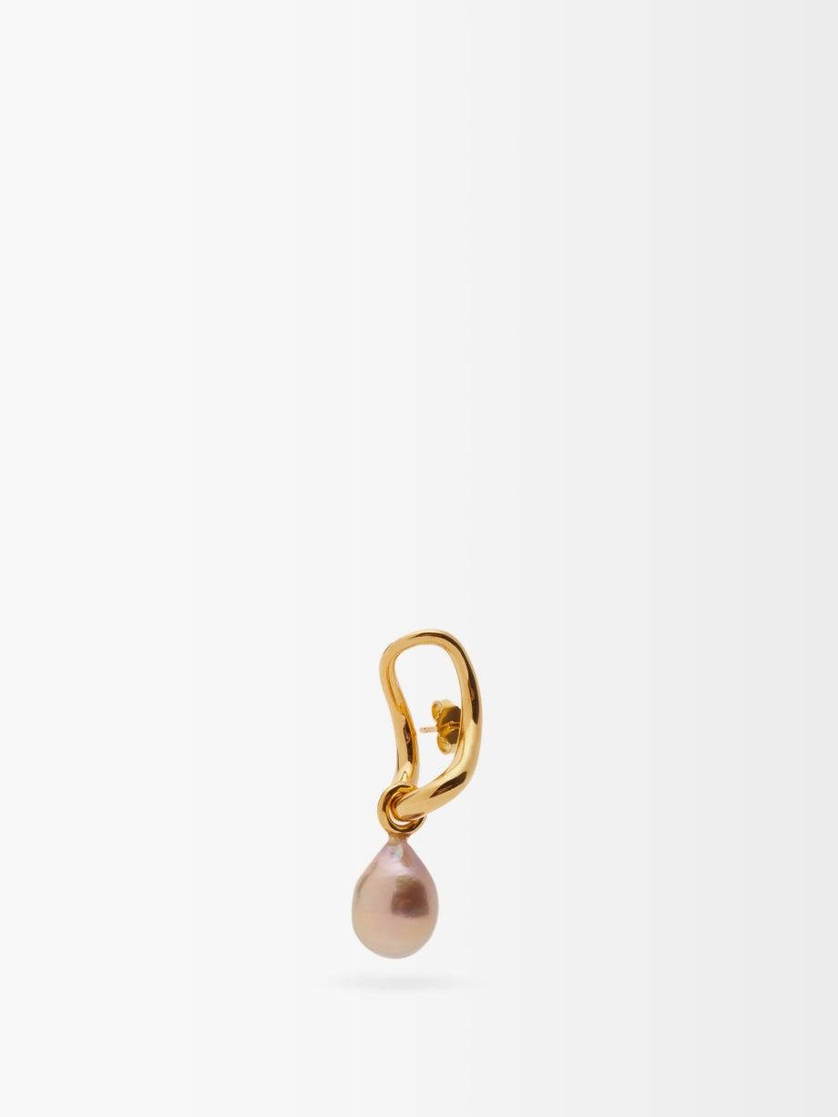 Slide pearl & 18kt gold-vermeil single earring by CHARLOTTE CHESNAIS FINE JEWELLERY