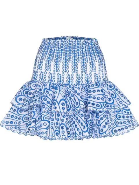 Noa embroidered ruffled mini skirt by CHARO RUIZ IBIZA