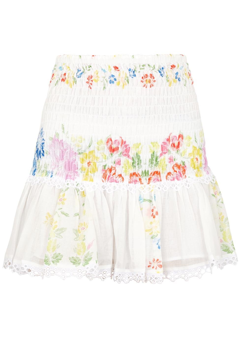 Yane floral-print smocked cotton-blend mini skirt by CHARO RUIZ IBIZA
