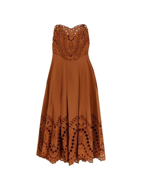 broderie-anglaise strapless midi dress by CHARO RUIZ IBIZA