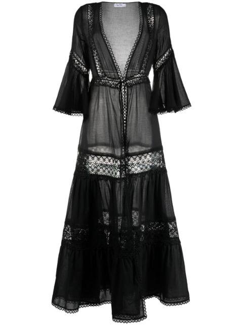 floral-lace embroidered V-neck dress by CHARO RUIZ IBIZA
