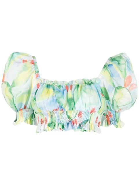 graphic-print ruffled crop top by CHARO RUIZ IBIZA