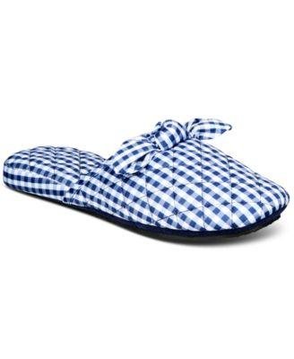 Women's Gingham-Print Bow-Top Slippers by CHARTER CLUB