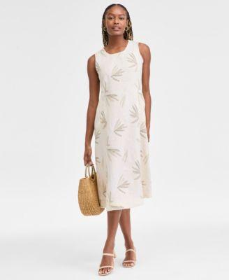 Women's Palm Beach 100% Linen Midi Dress, Exclusively at Macy's by CHARTER CLUB Women's Palm Beach 100% Linen Midi Dress, Exclusively at Macy's by CHARTER CLUB