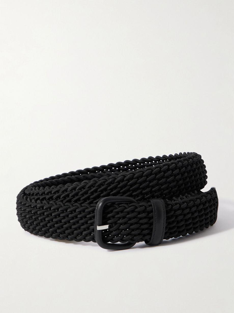 Woven leather-trimmed cord belt by CHARVET