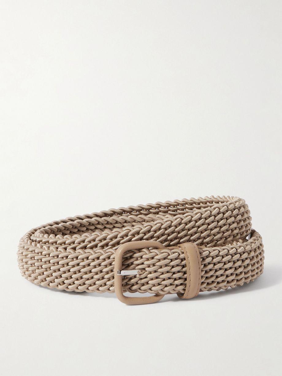 Woven leather-trimmed cord belt by CHARVET