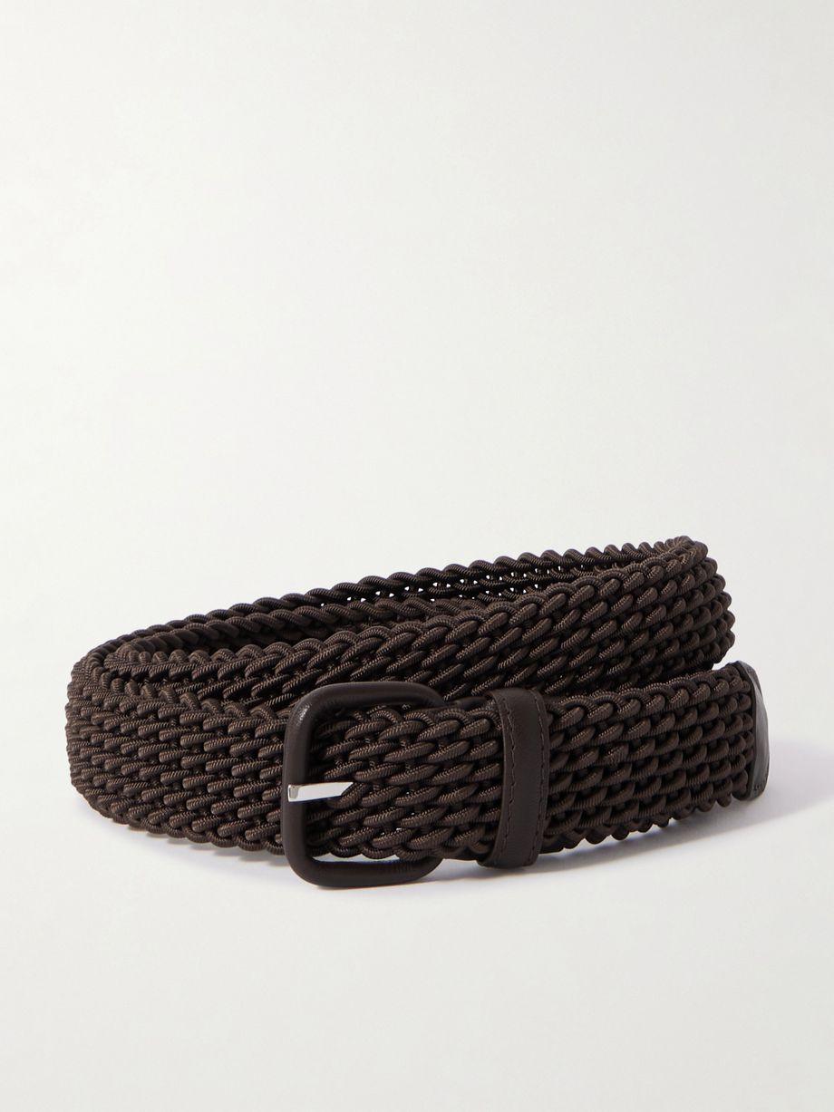Woven leather-trimmed cord belt by CHARVET