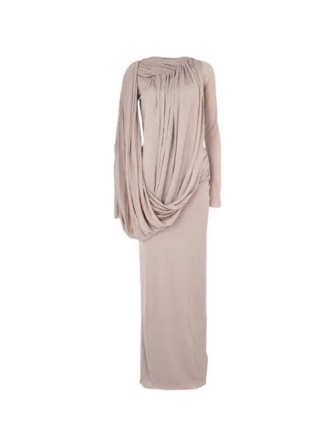 Flavia asymmetrical-drape long-sleeve maxi dress by CHATS BY C.DAM