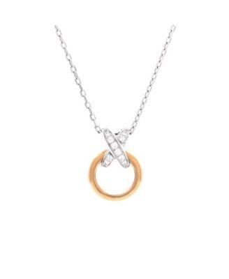Jeux de Liens Circle Pendant Necklace 18K Rose Gold and 18K White Gold with Diamonds 16.25" by  CHAUMET