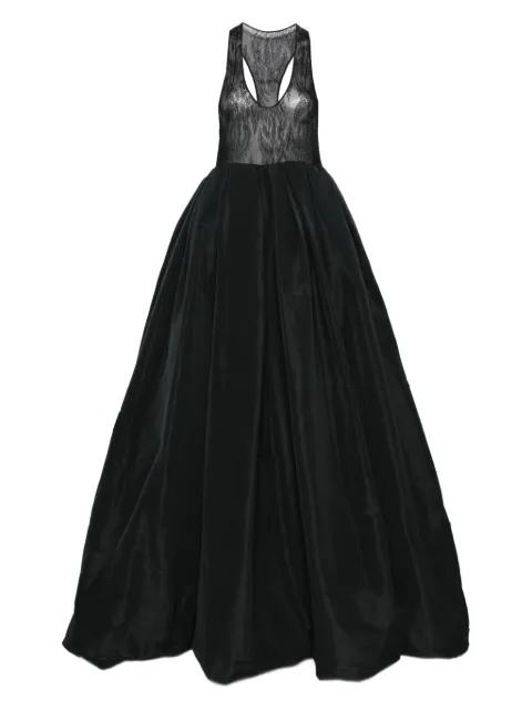 lace-insert pleated gown by CHB CHRISTIAN BOARO