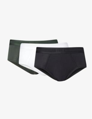 Pack of three branded-waistband stretch-woven briefs by CHE