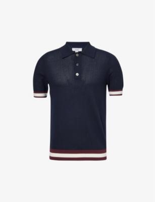 Quinn stripe-trimmed cotton-knit polo shirt by CHE