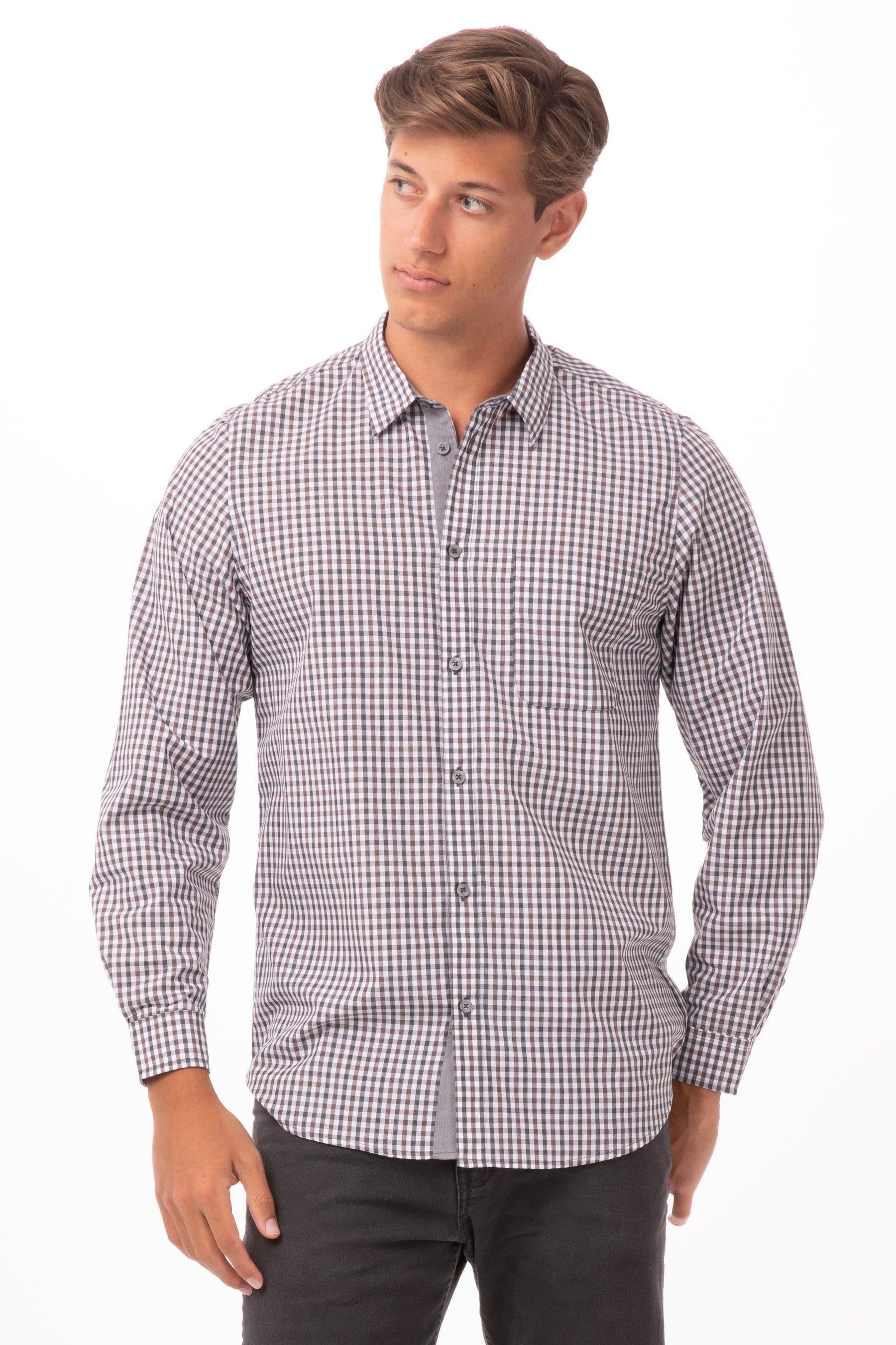 Modern Gingham Long Sleeve Dress Shirt by CHEF WORKS