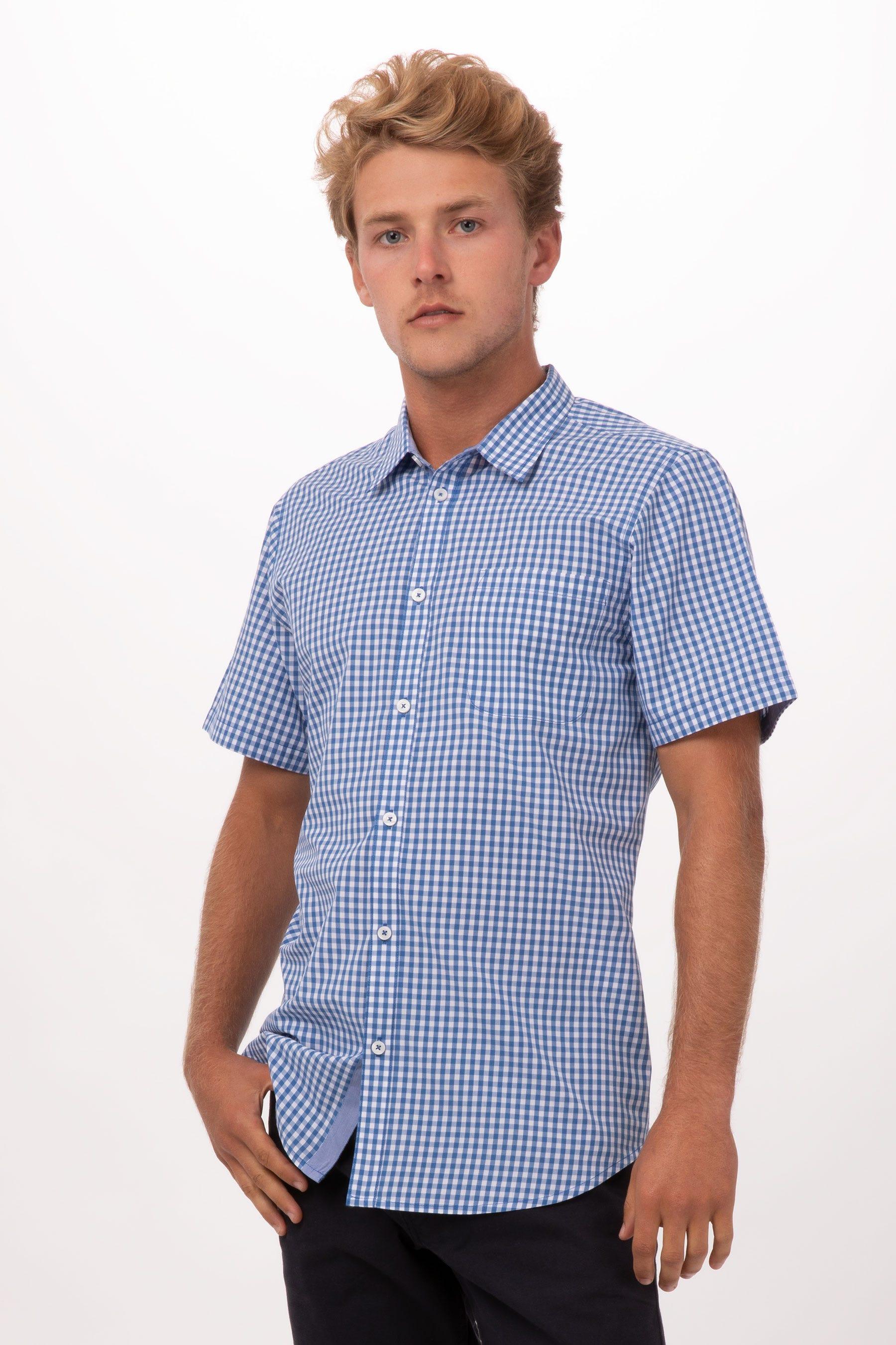 Modern Gingham Short Sleeve Dress Shirt by CHEF WORKS