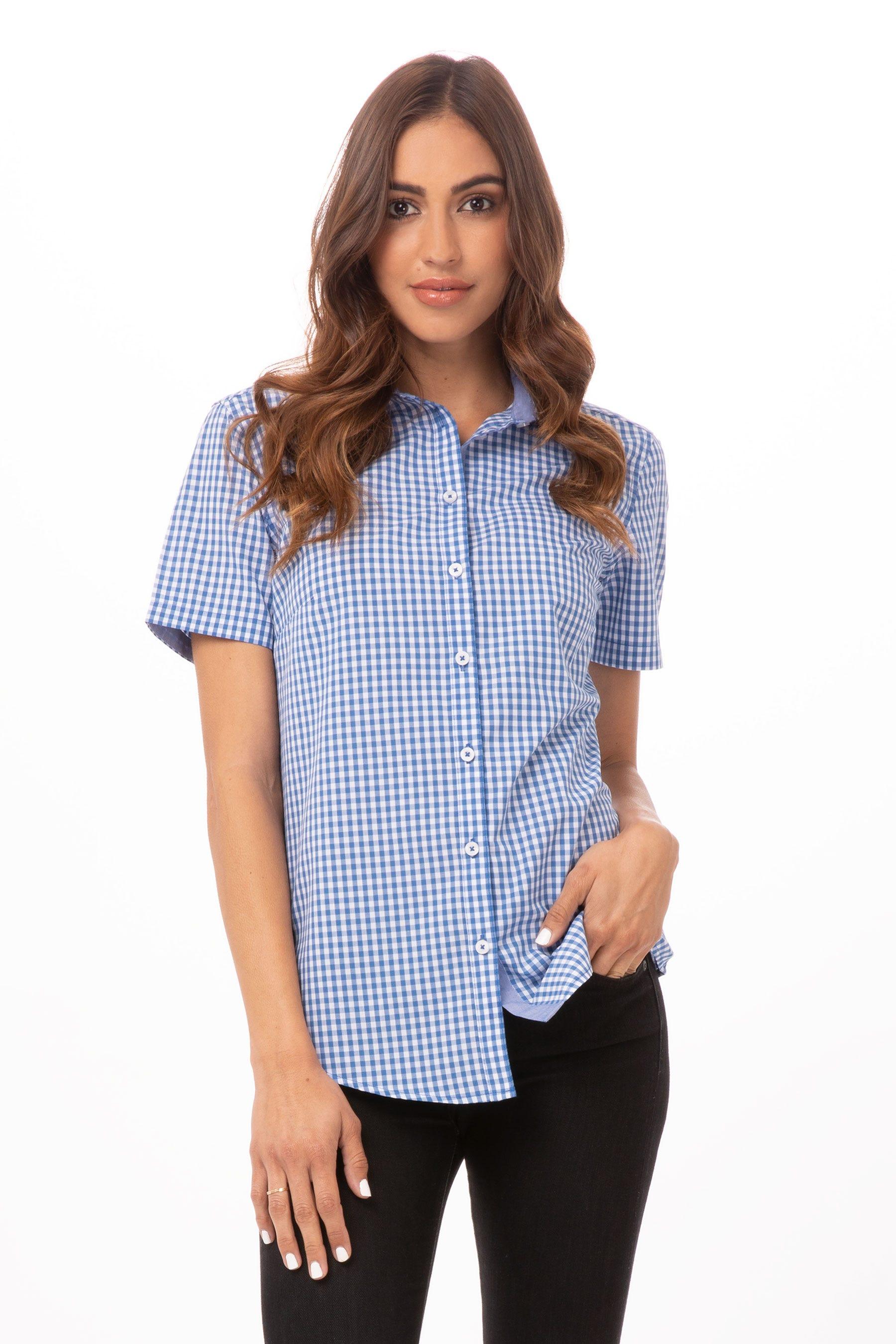 Modern Gingham Short Sleeve Dress Shirt by CHEF WORKS