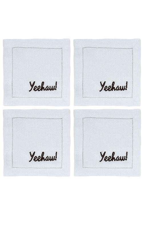Chefanie Yeehaw Cocktail Napkins Set Of 4 in White by CHEFANIE