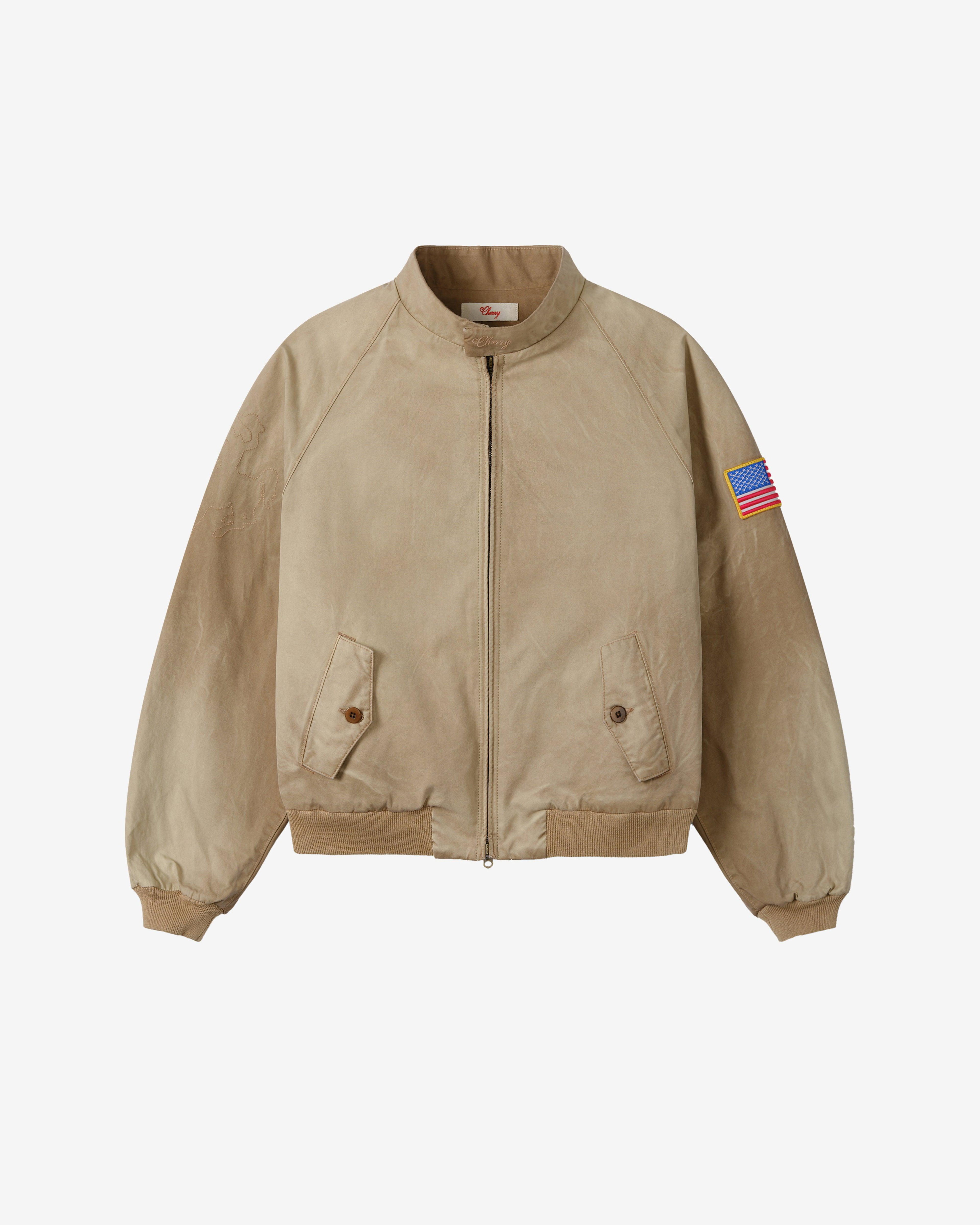 Cherry Los Angeles - Men's Sun Faded Championship Jacket - (Tan) by CHERRY LOS ANGELES