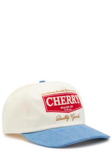 Chevron 5 panel embroidered canvas and chambray cap by CHERRY LOS ANGELES
