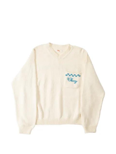 logo-embroidered V-neck sweater by CHERRY