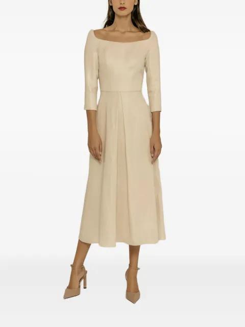 square-neck pleated midi dress by CHERUBINA
