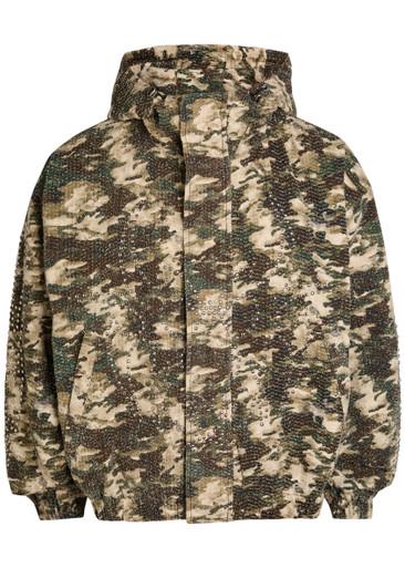 Roach camo studded hoodied parka jacket by CHEW FOREVER