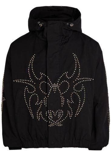 Roach studded hoodied parka jacket by CHEW FOREVER