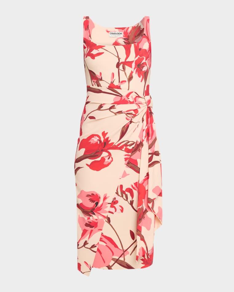 Ermy Sleeveless Pleated Floral-Print Dress by CHIARA BONI LA PETITE ROBE