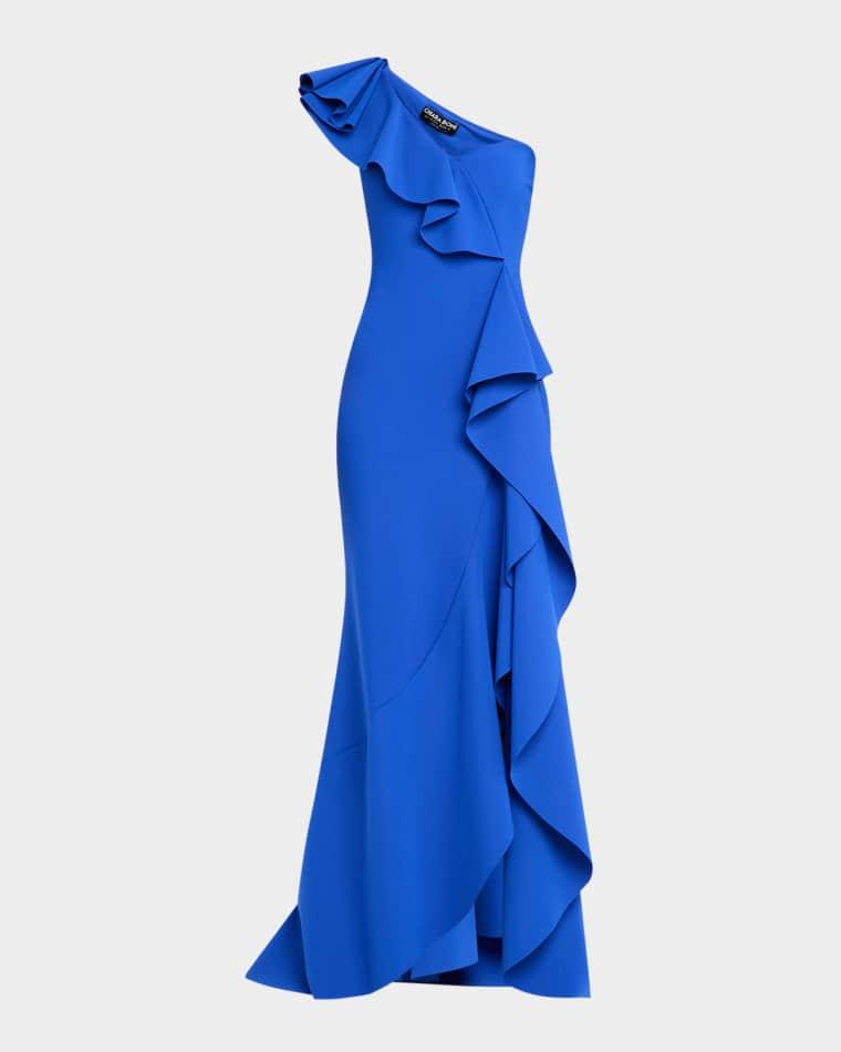 Kafu One-Shoulder Ruffle Gown by CHIARA BONI LA PETITE ROBE