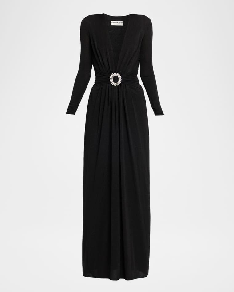 Kalin Sugar Embellished V-Neck Gown by CHIARA BONI LA PETITE ROBE