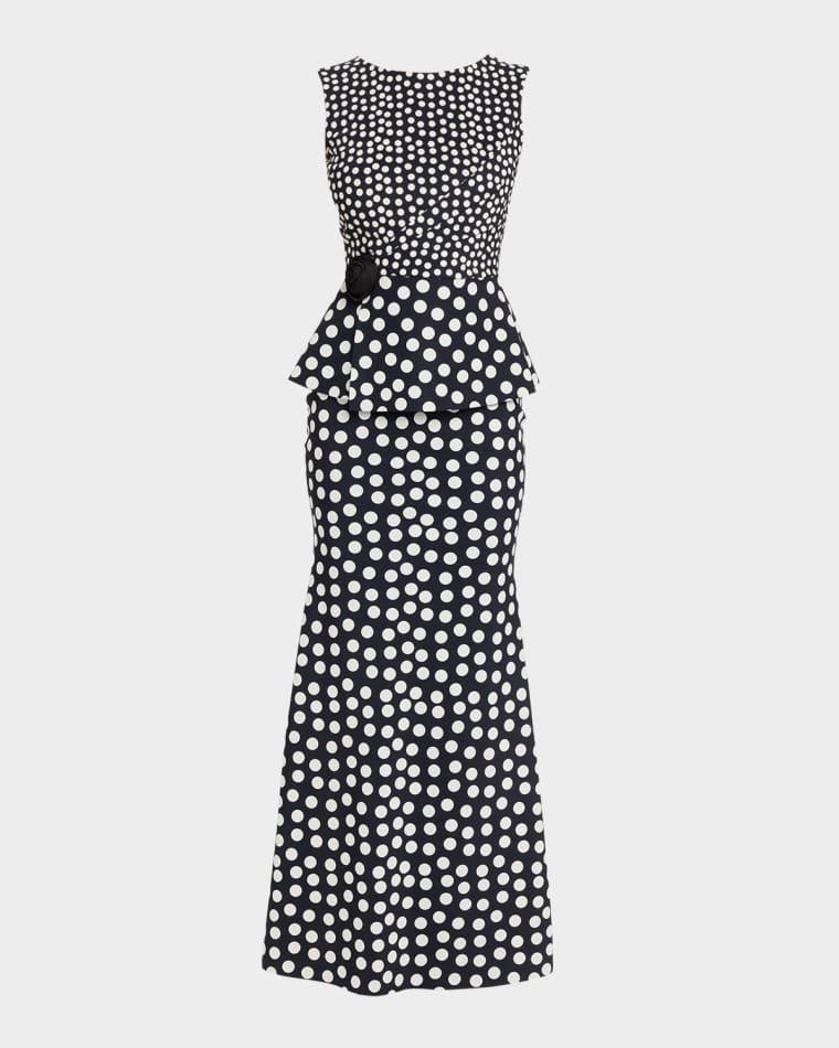 Koha Polka Dot Peplum Mermaid Gown by CHIARA BONI LA PETITE ROBE