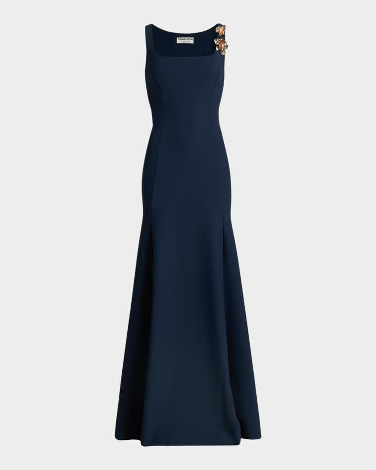 Lores Square-Neck Stretch Jersey Godet Gown by CHIARA BONI LA PETITE ROBE
