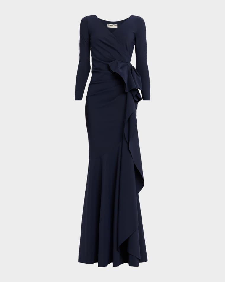 Maco Bow-Draped Jersey Gown by CHIARA BONI LA PETITE ROBE