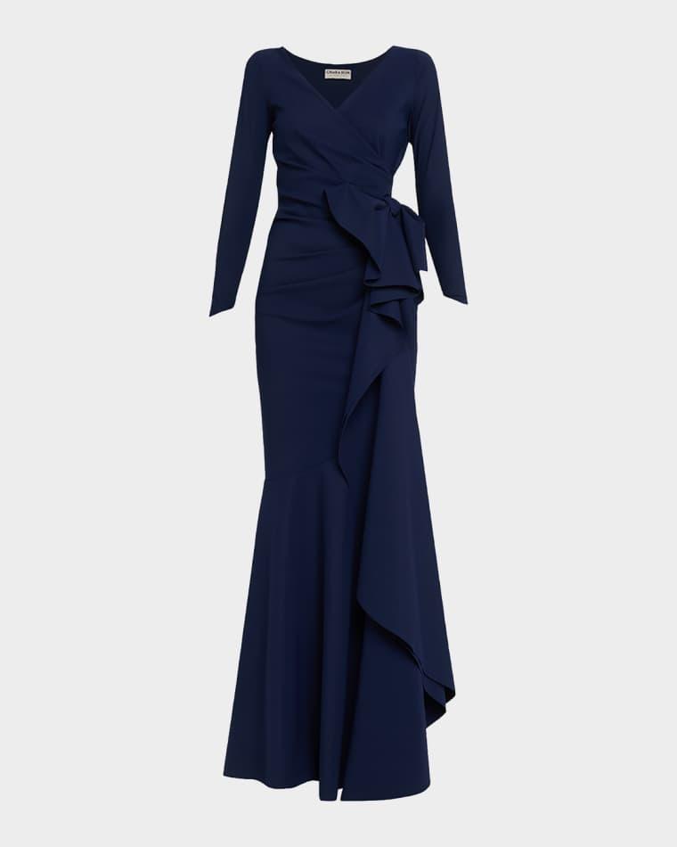 Maco Bow-Draped Jersey Gown by CHIARA BONI LA PETITE ROBE