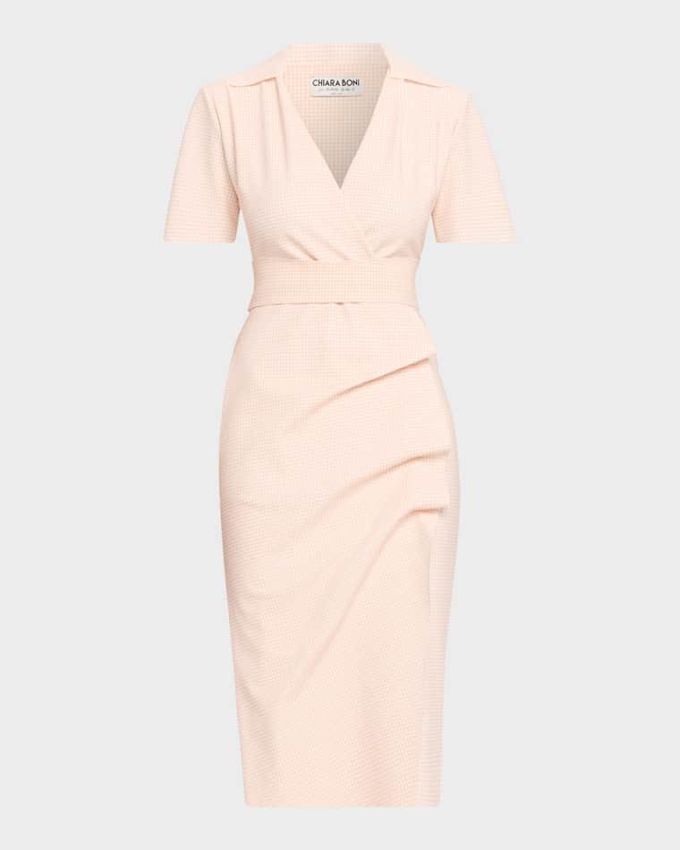Nitra Gingham-Print Midi Sheath Dress by CHIARA BONI LA PETITE ROBE