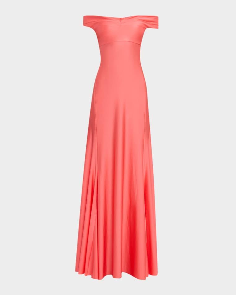 Off-Shoulder Jersey Gown by CHIARA BONI LA PETITE ROBE