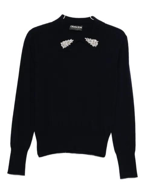 embellished-collar cashmere sweater by CHIARA BONI LA PETITE ROBE