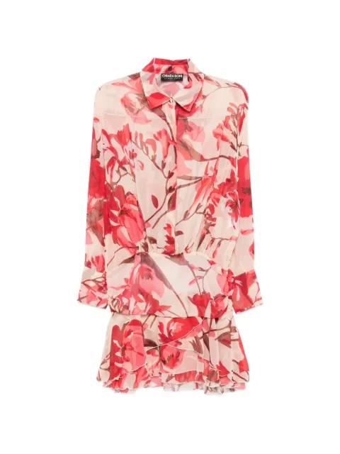 floral-detail ruffled mini dress by CHIARA BONI LA PETITE ROBE