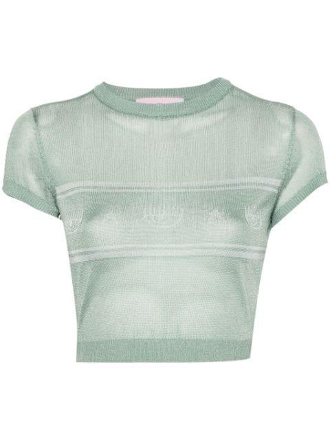 Eyelike-motif metallic cropped jumper by CHIARA FERRAGNI