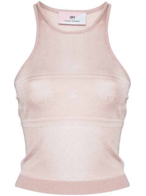 Eyelike-motif metallic sleeveless top by CHIARA FERRAGNI