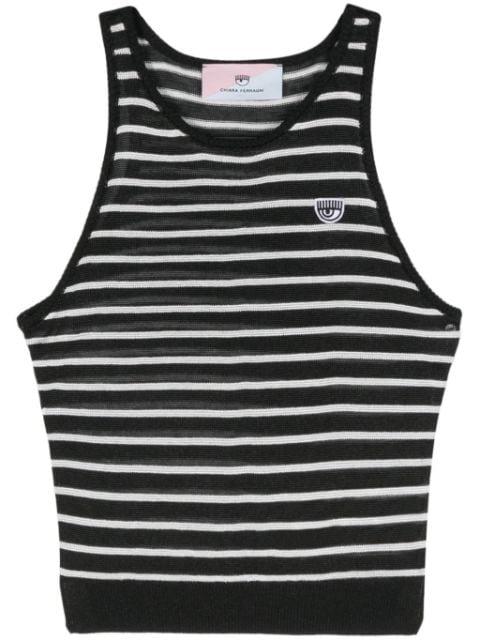 Eyelike-patch striped sleeveless top by CHIARA FERRAGNI