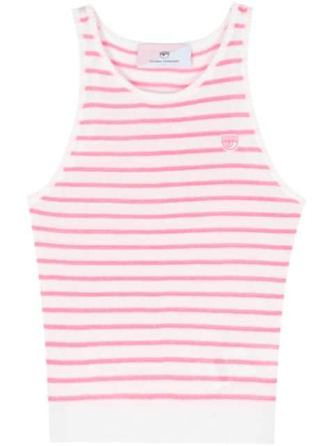 Eyelike-patch striped sleeveless top by CHIARA FERRAGNI