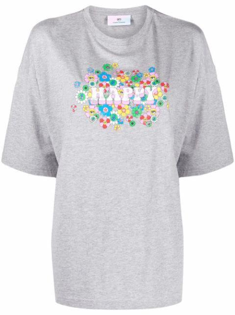 Happy print short-sleeve T-shirt by CHIARA FERRAGNI