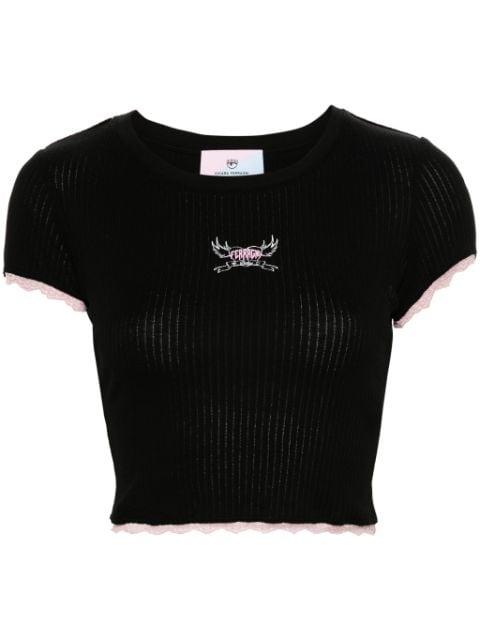 Punk logo-print ribbed top by CHIARA FERRAGNI