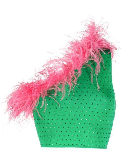 feather-trim cropped top by CHIARA FERRAGNI