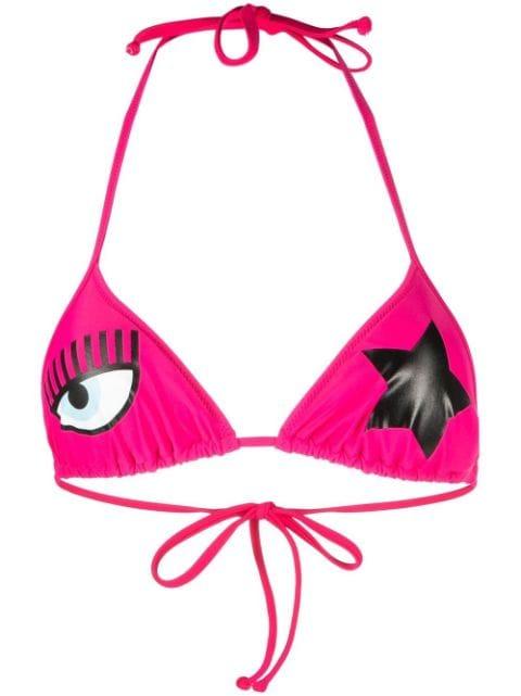 graphic-print halterneck bikini top by CHIARA FERRAGNI
