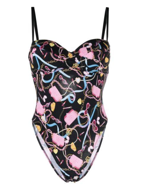 graphic-print high-cut bodysuit by CHIARA FERRAGNI
