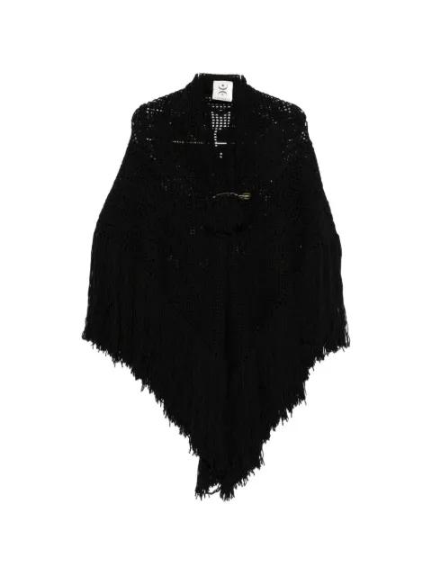 Scialle Peonia crochet-knit fringed poncho by CHIARA IS