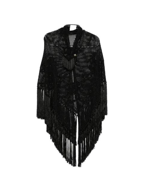 Scialle Rosa crochet fringe-trimmed poncho by CHIARA IS