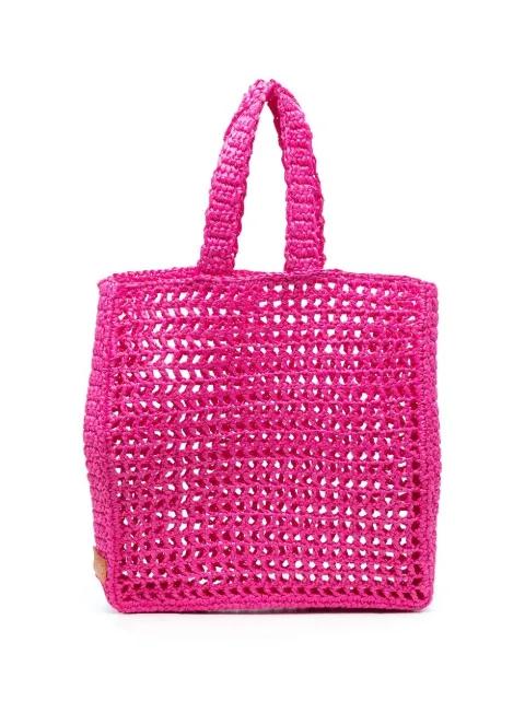 straw logo-patch tote bag by CHICA