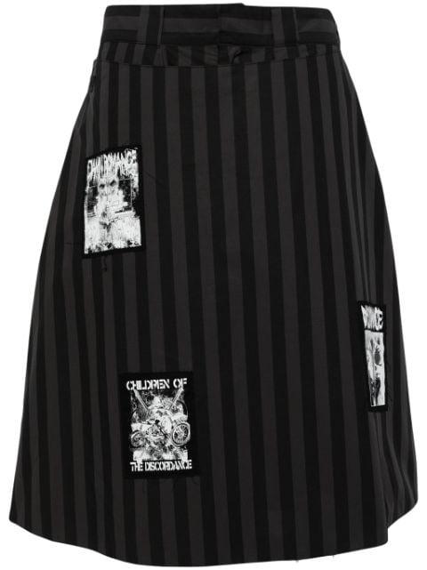 logo-appliqué striped skorts by CHILDREN OF THE DISCORDANCE